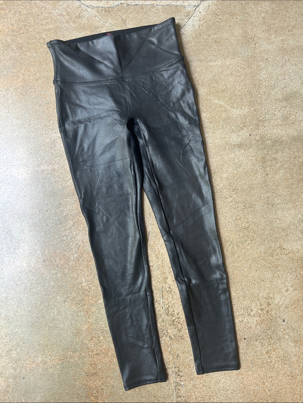 Faux Leather High-Waist Leggings - Black